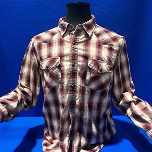 American Eagle Men’s Western Plaid Pearl Snap Shirt Men’s - XXL